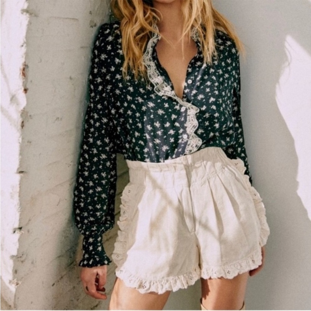 Sezane Chlo Shirt - Sézane X Sea Ny Imprimé Small Flower Navy - Size 36